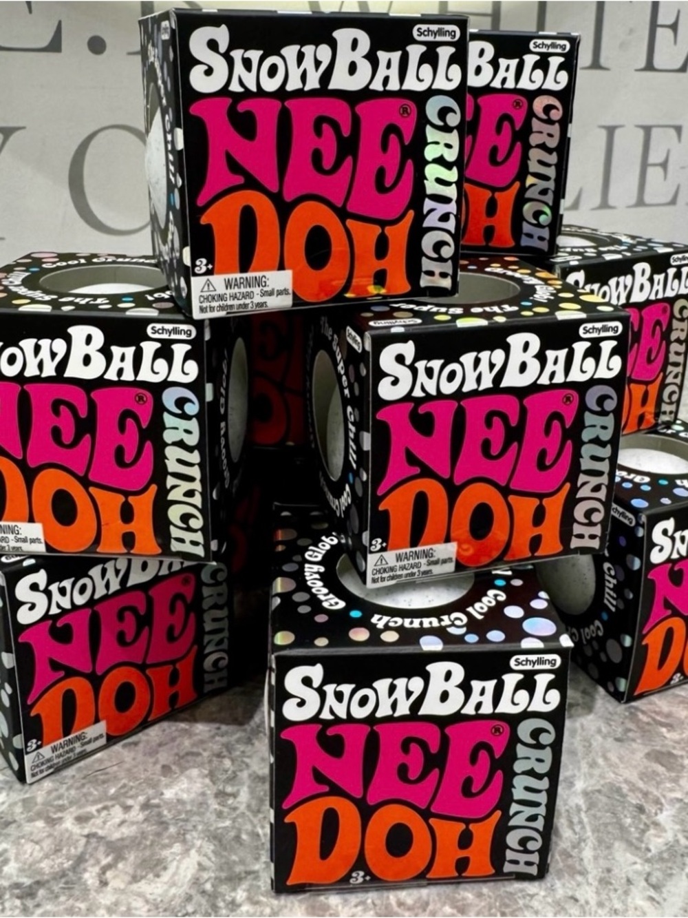 Set of 2 NEE DOH Needoh Snowball Crunch White Squshie Schylling New Auth Needoh